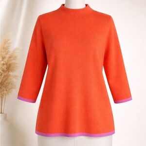 Avara Womens Orange 3/4 Length Sleeve Knitted Pullover Sweater Size XX Large